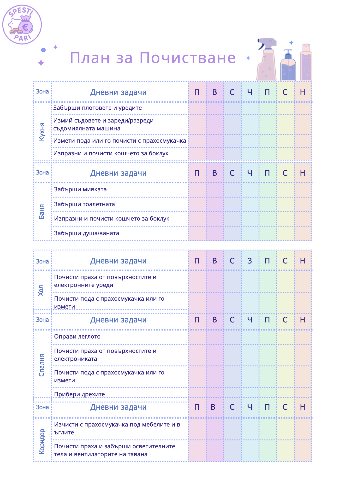 План За Почистване